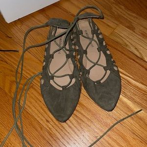 Gorgeous olive green Madden Girl lace up flats